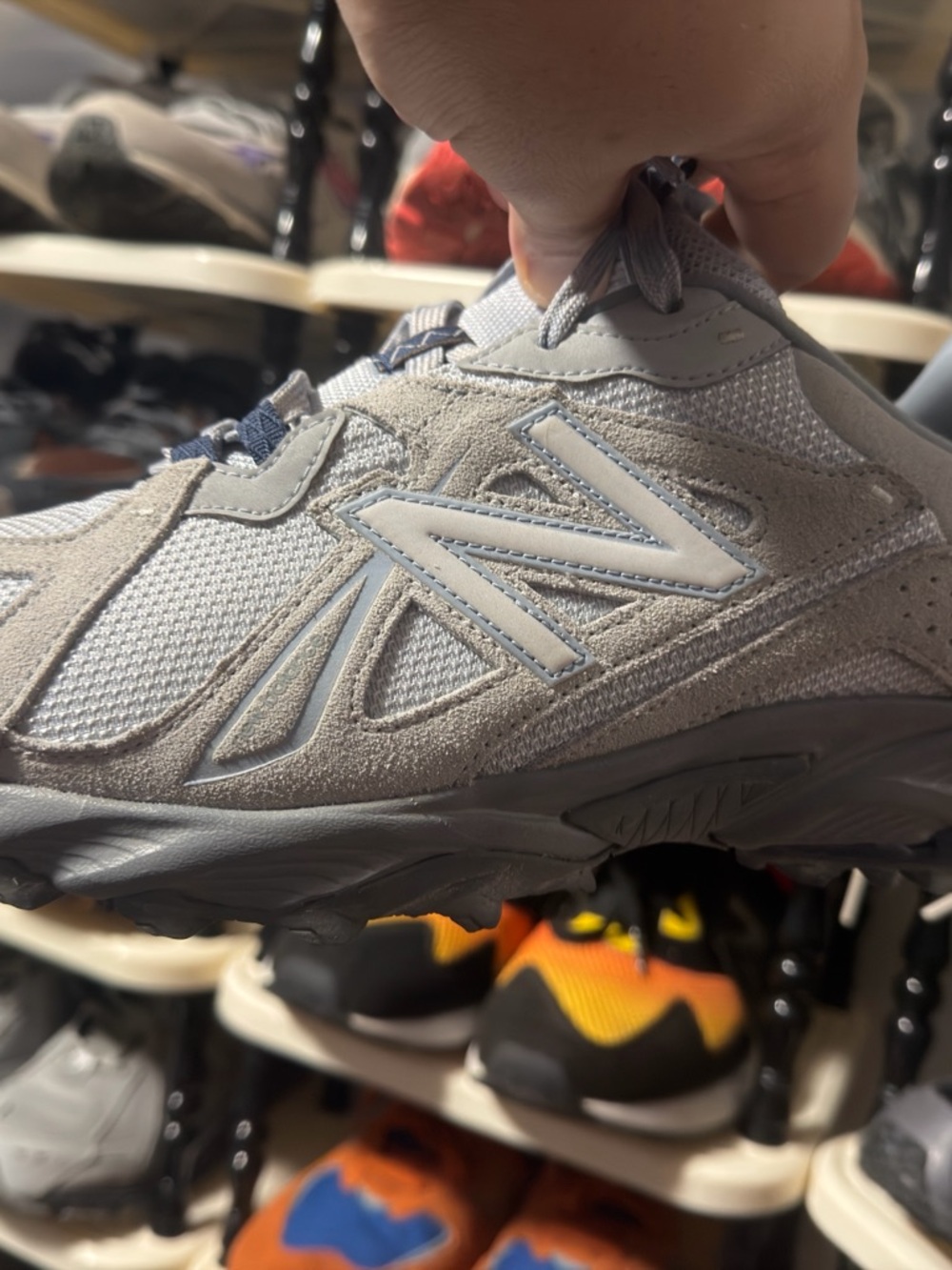 New Balance Light Gray Suede & Mesh Trainer